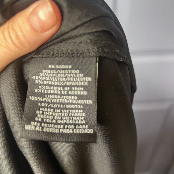 Morgan & Co Black Lace Sleeveless Ribbon Tie Back Sheath Cocktail Dress Size 7/8 - Picture 10 of 11